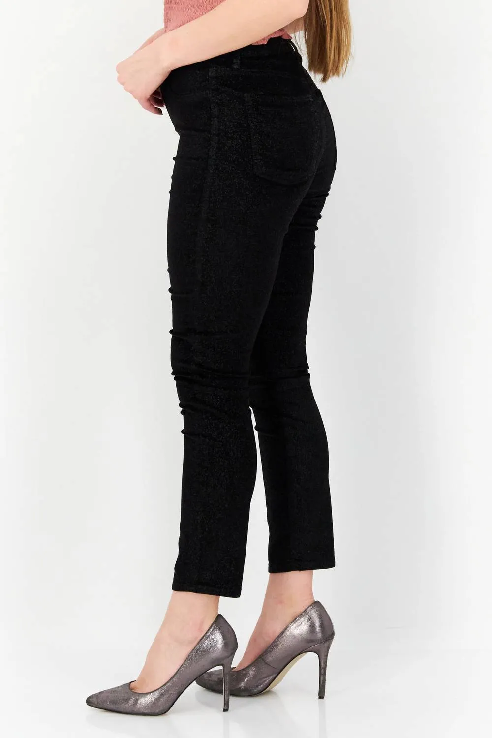 7 For All Mankind - Metallic Velvet Ankle Skinny High Rise Jean
