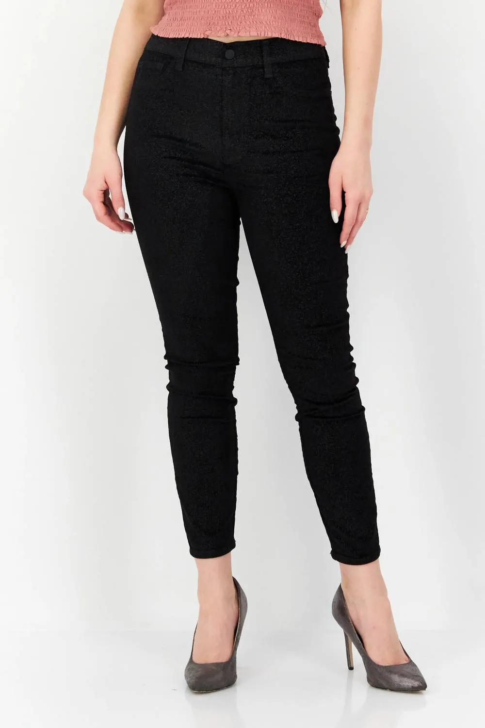 7 For All Mankind - Metallic Velvet Ankle Skinny High Rise Jean