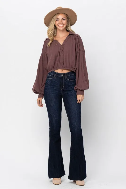 82343 Dark Raw Hem Flare