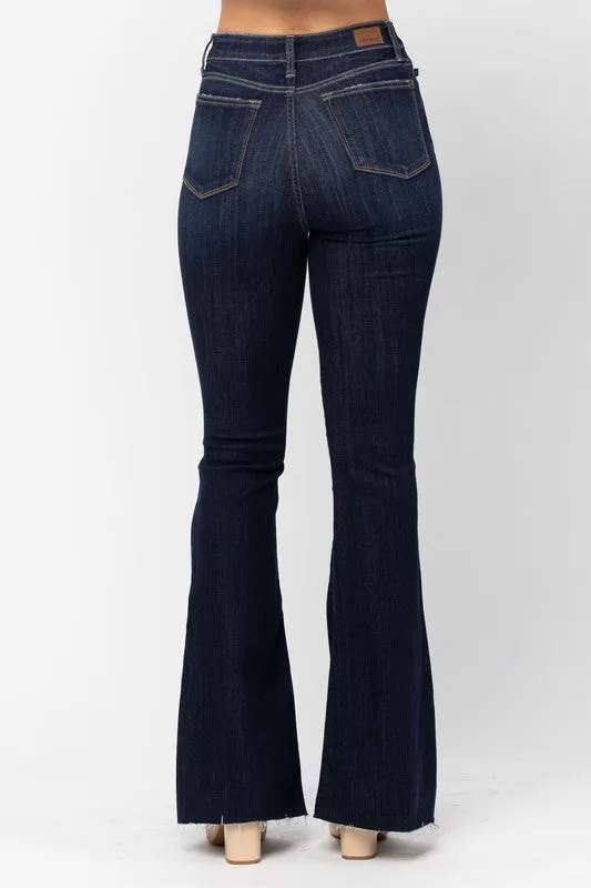 82343 Dark Raw Hem Flare