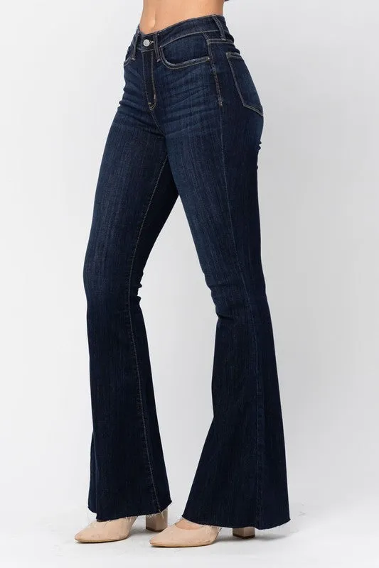 82343 Dark Raw Hem Flare
