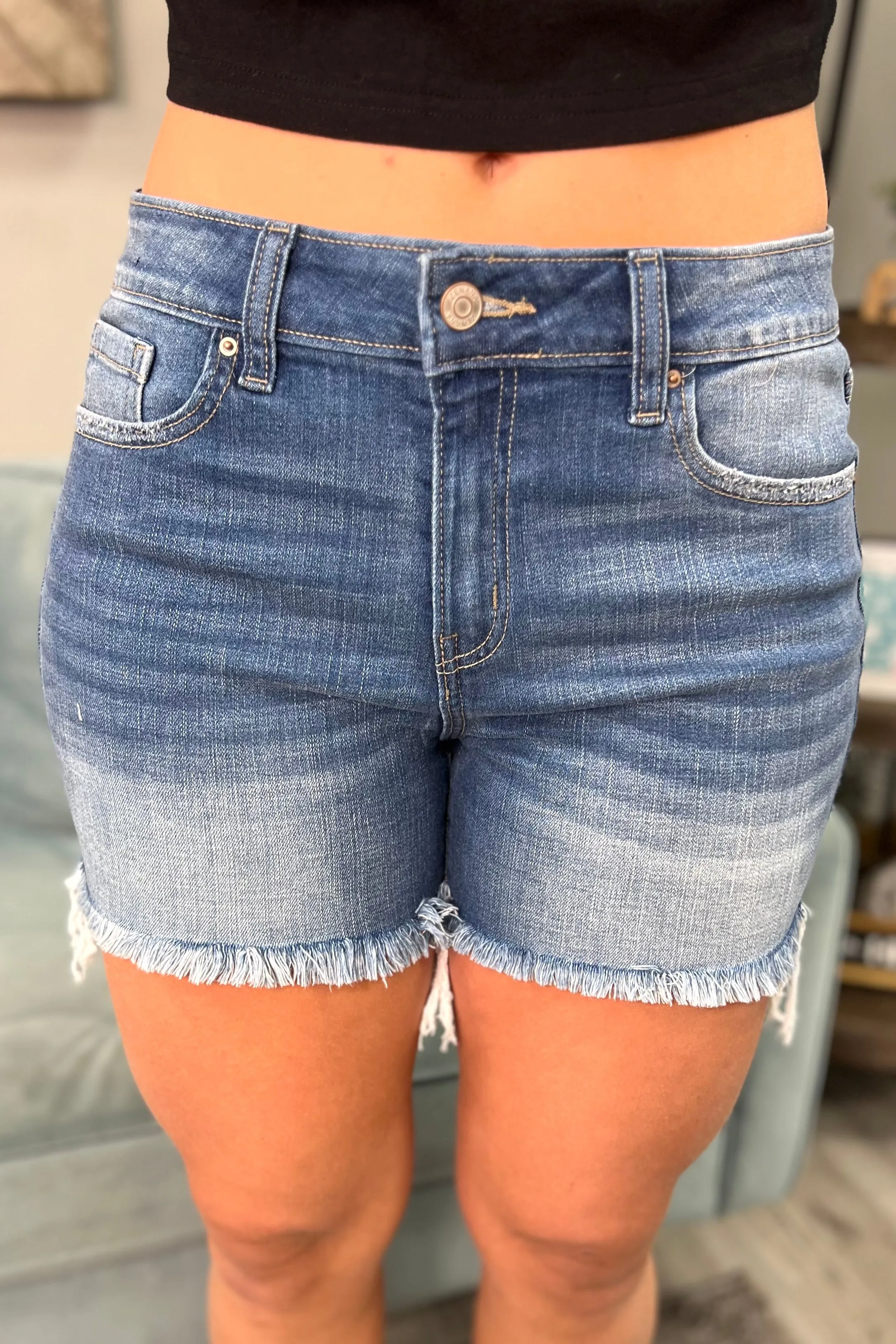 AMY Frayed Denim Jean Shorts