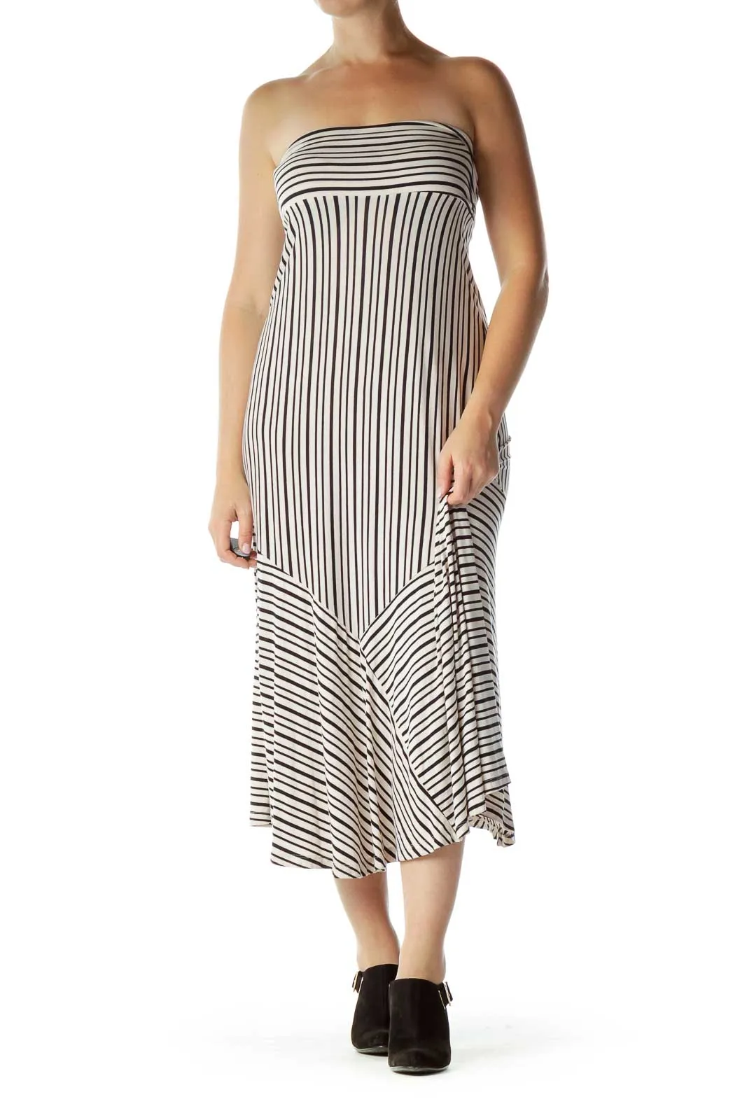 Beige Black Maxi Skirt