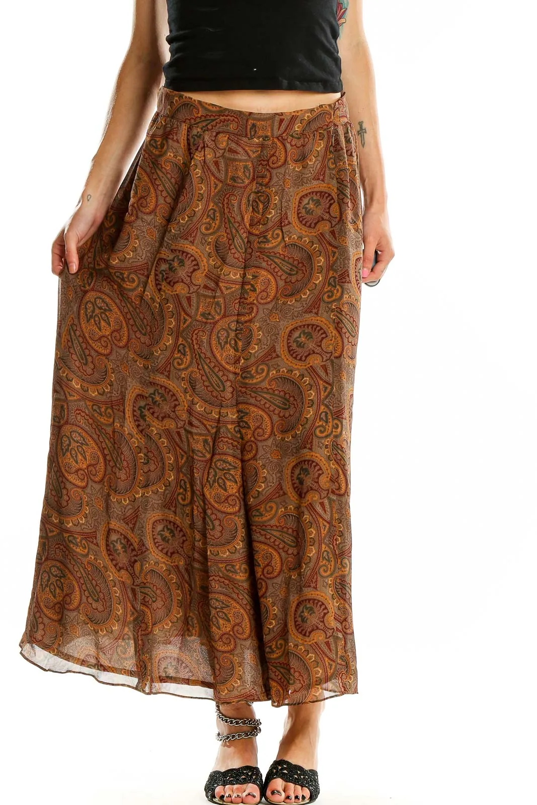 Brown Paisley Maxi Skirt