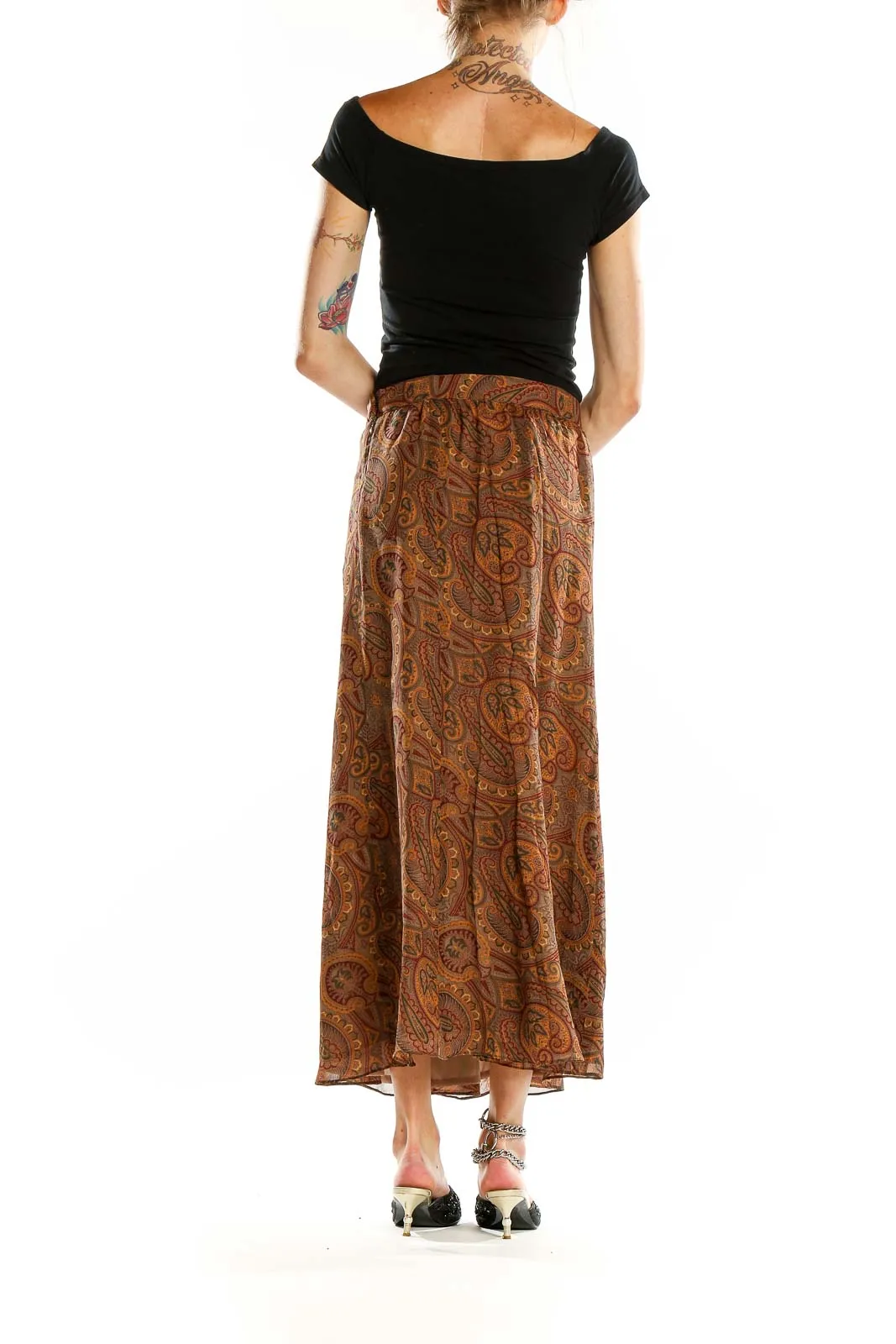 Brown Paisley Maxi Skirt