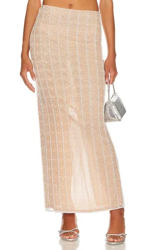 Camila Coelho Carlton Maxi Column Skirt in Nude