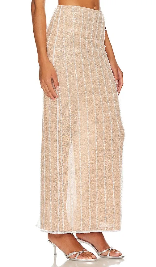 Camila Coelho Carlton Maxi Column Skirt in Nude