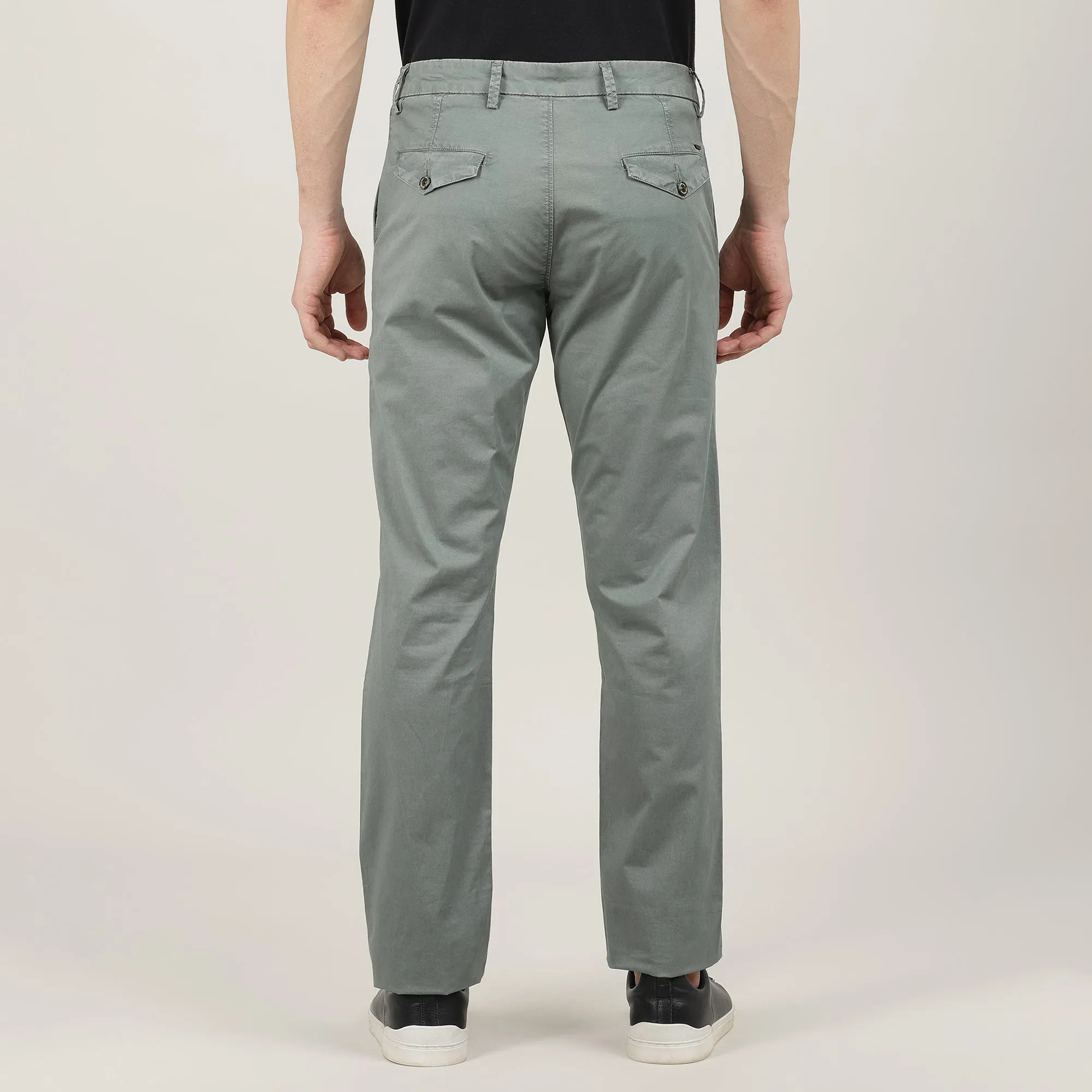 Charcoal-Cotton Trousers-Slim Tapered Fit