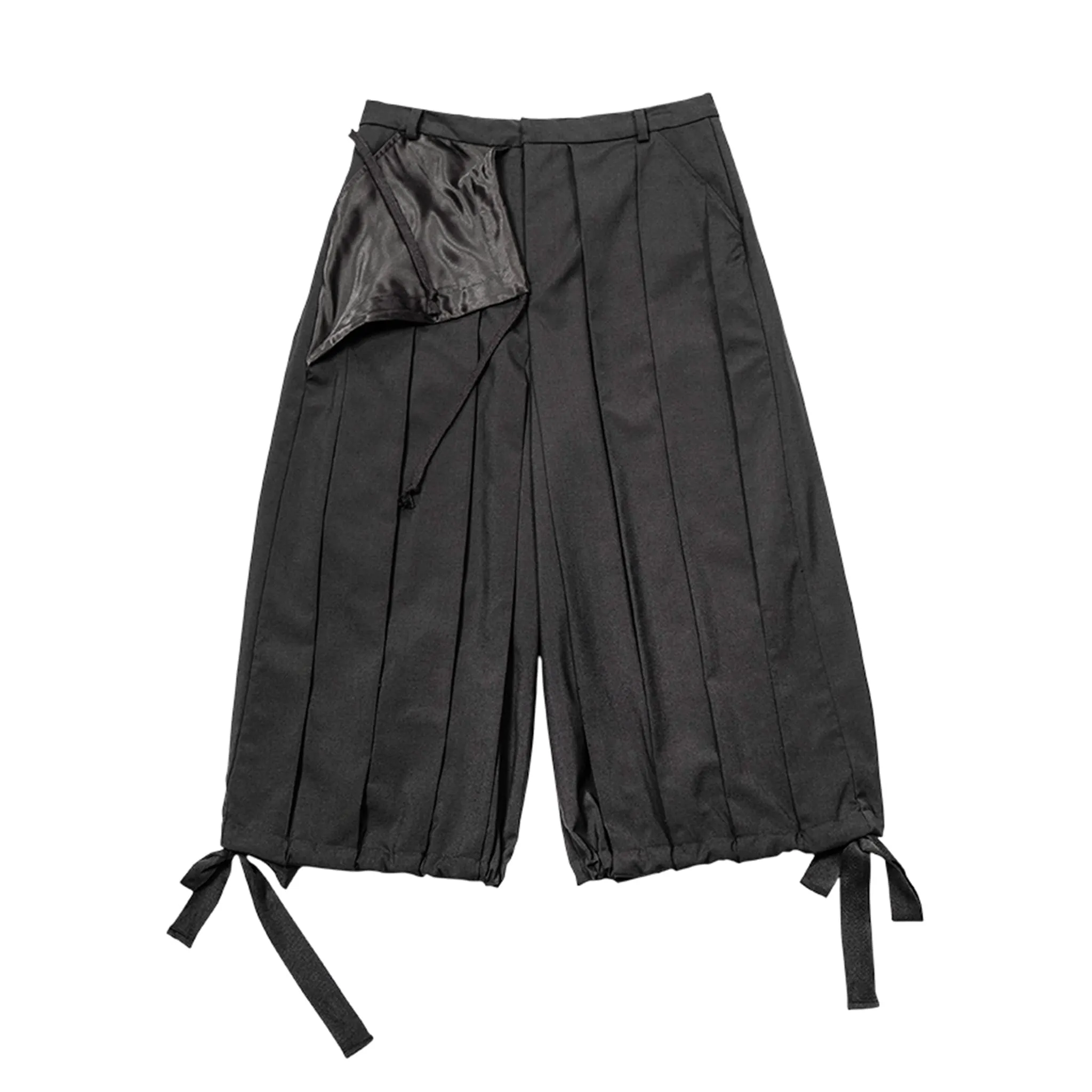 Deconstructed Pleated Wide-Leg Shorts