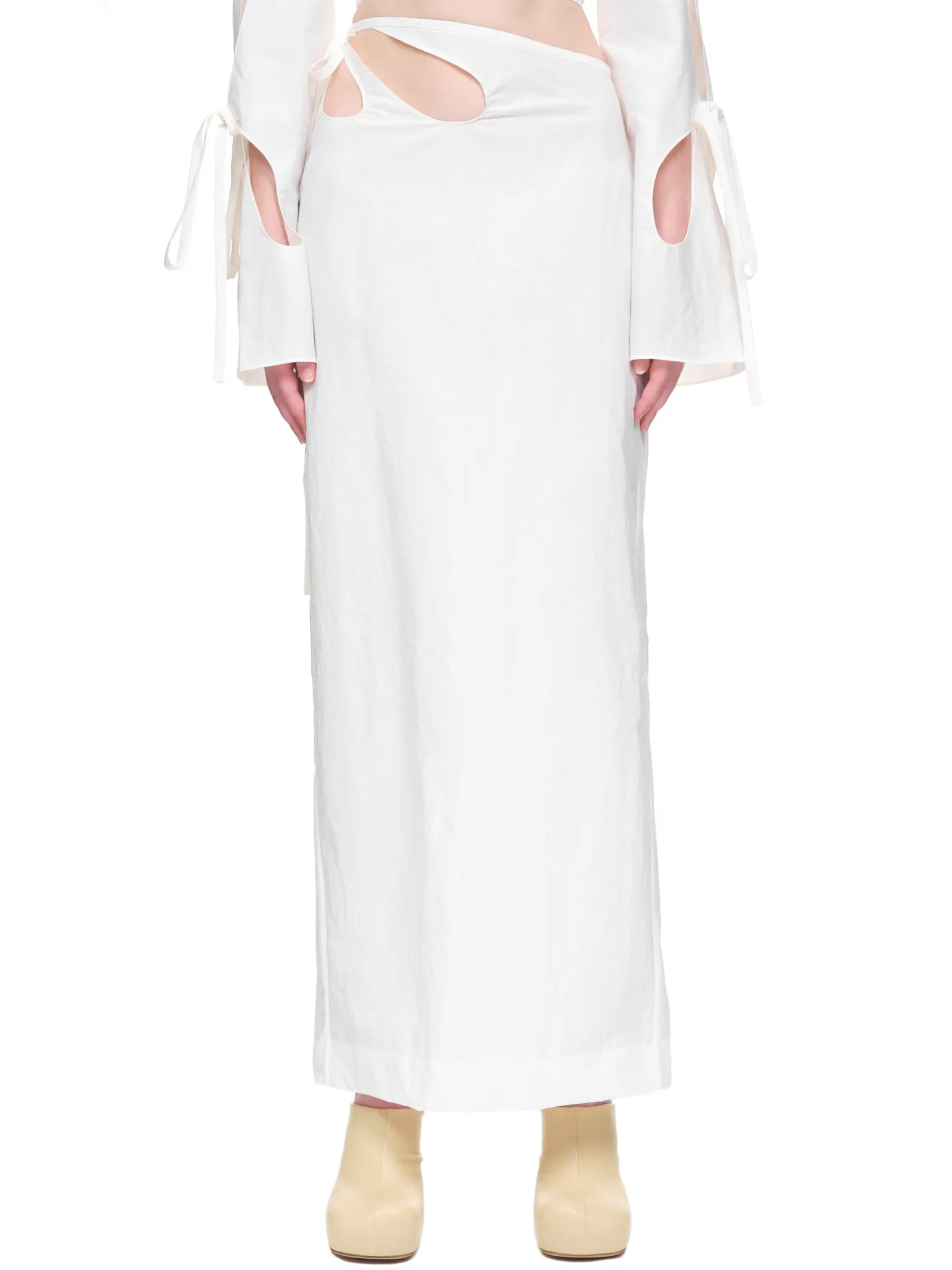 Dual Anglaise Cutout Skirt (RE22SK08-WHITE)