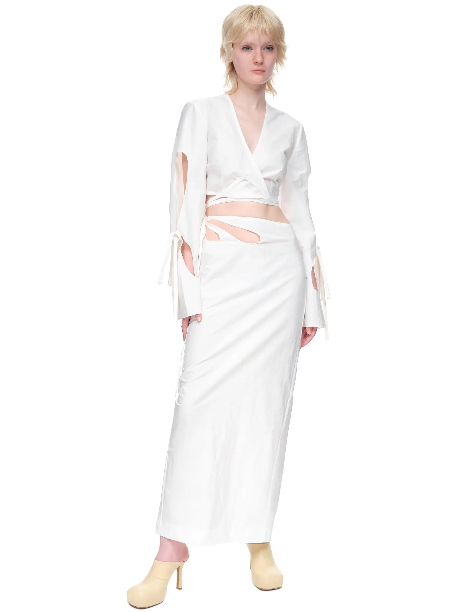Dual Anglaise Cutout Skirt (RE22SK08-WHITE)