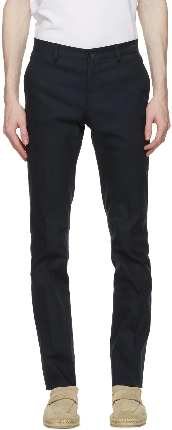 Etro Navy Jacquard Paisley Trousers