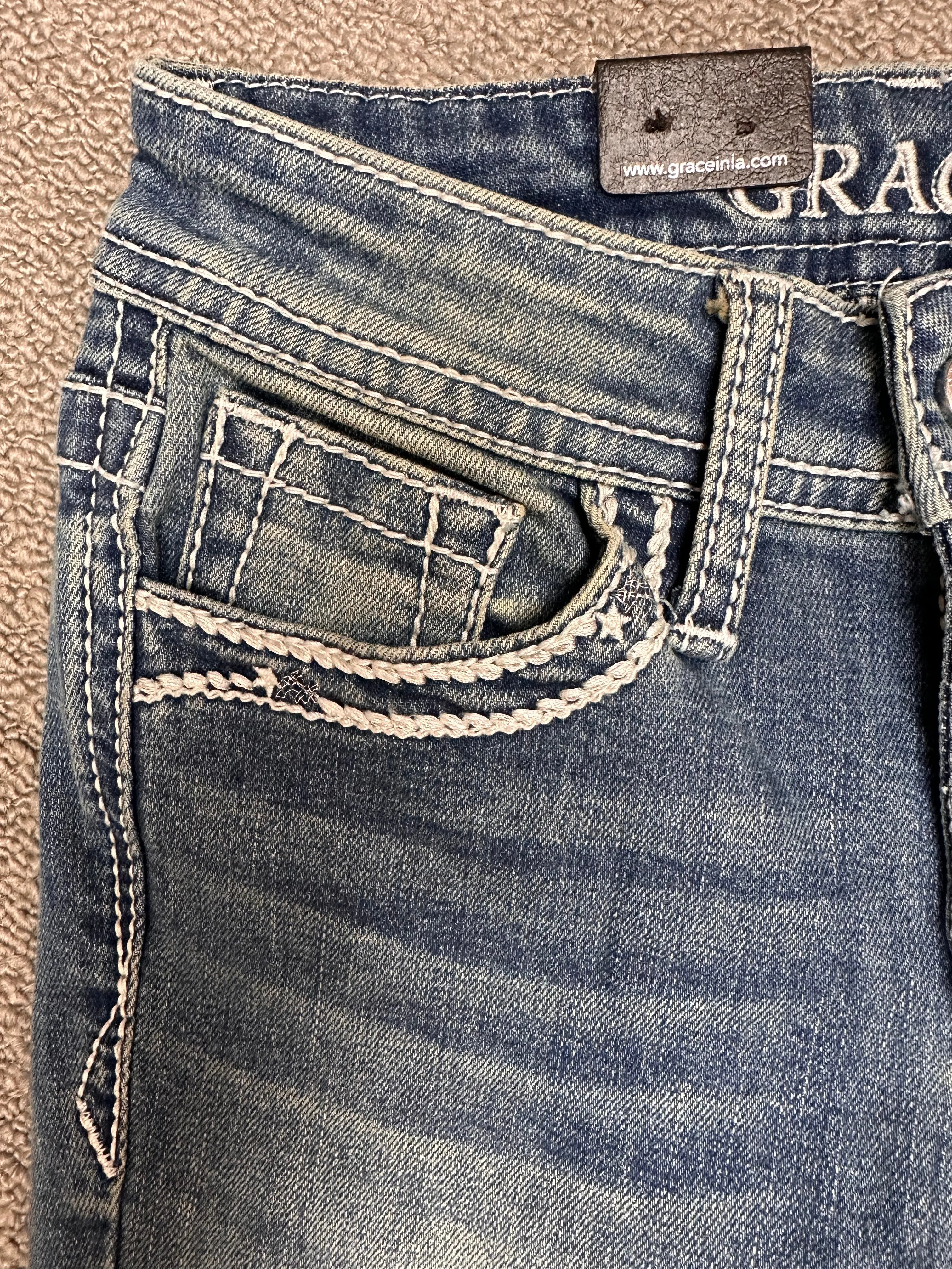 Grace In LA Girl's Flower Dream Catcher Flare Jeans GLS642