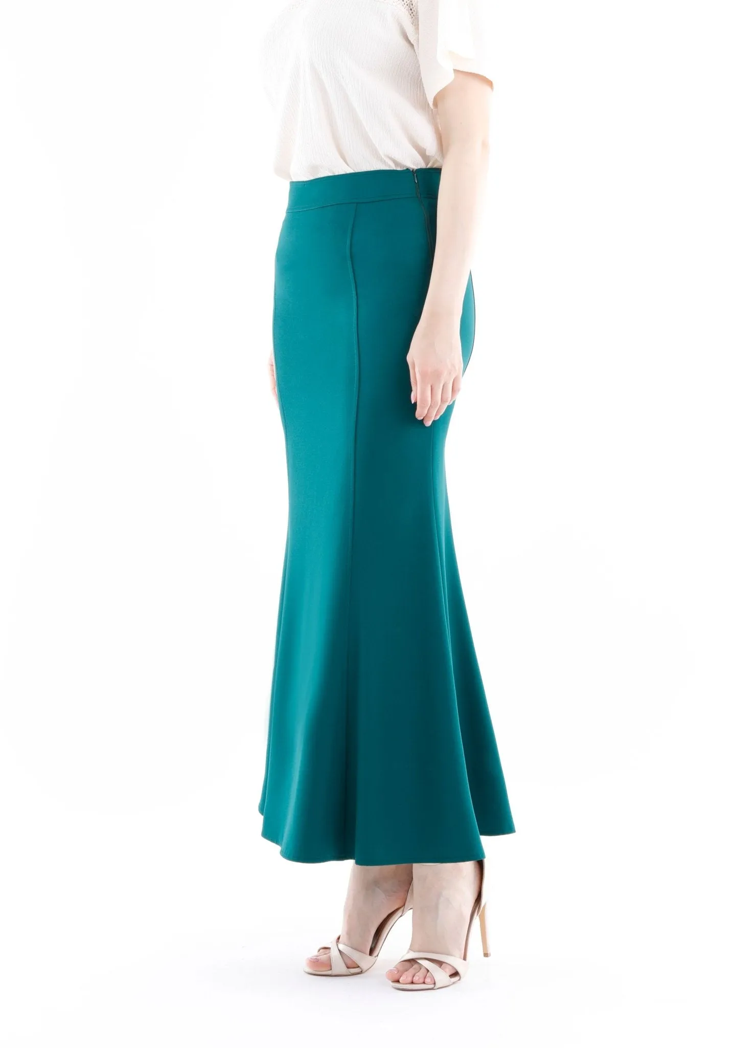 Green Fishtail Maxi Skirt