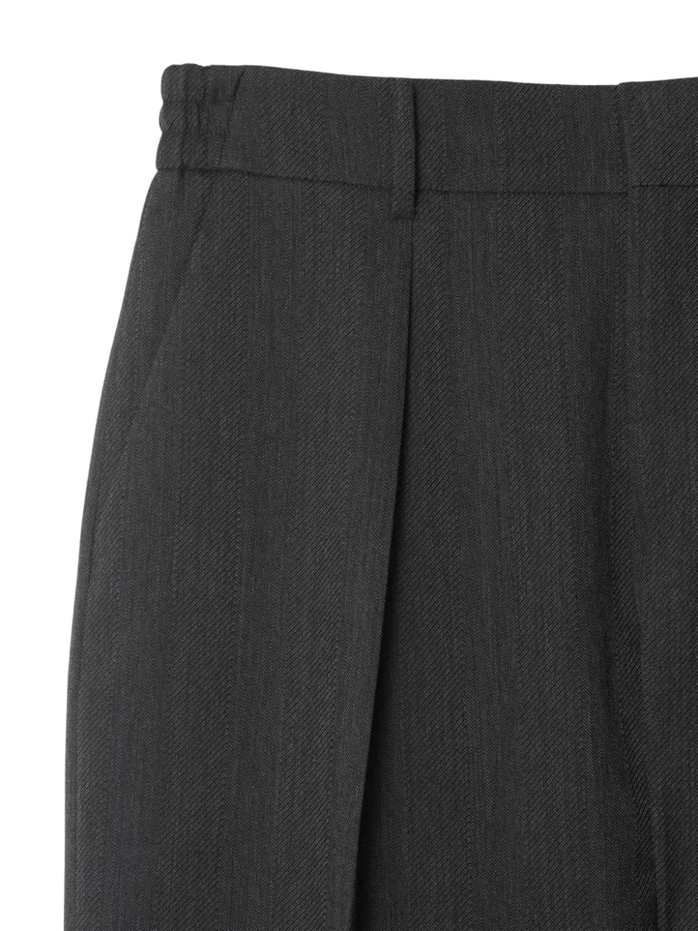Grey Wool Wide Leg Trousers