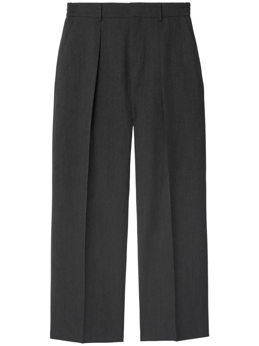 Grey Wool Wide Leg Trousers