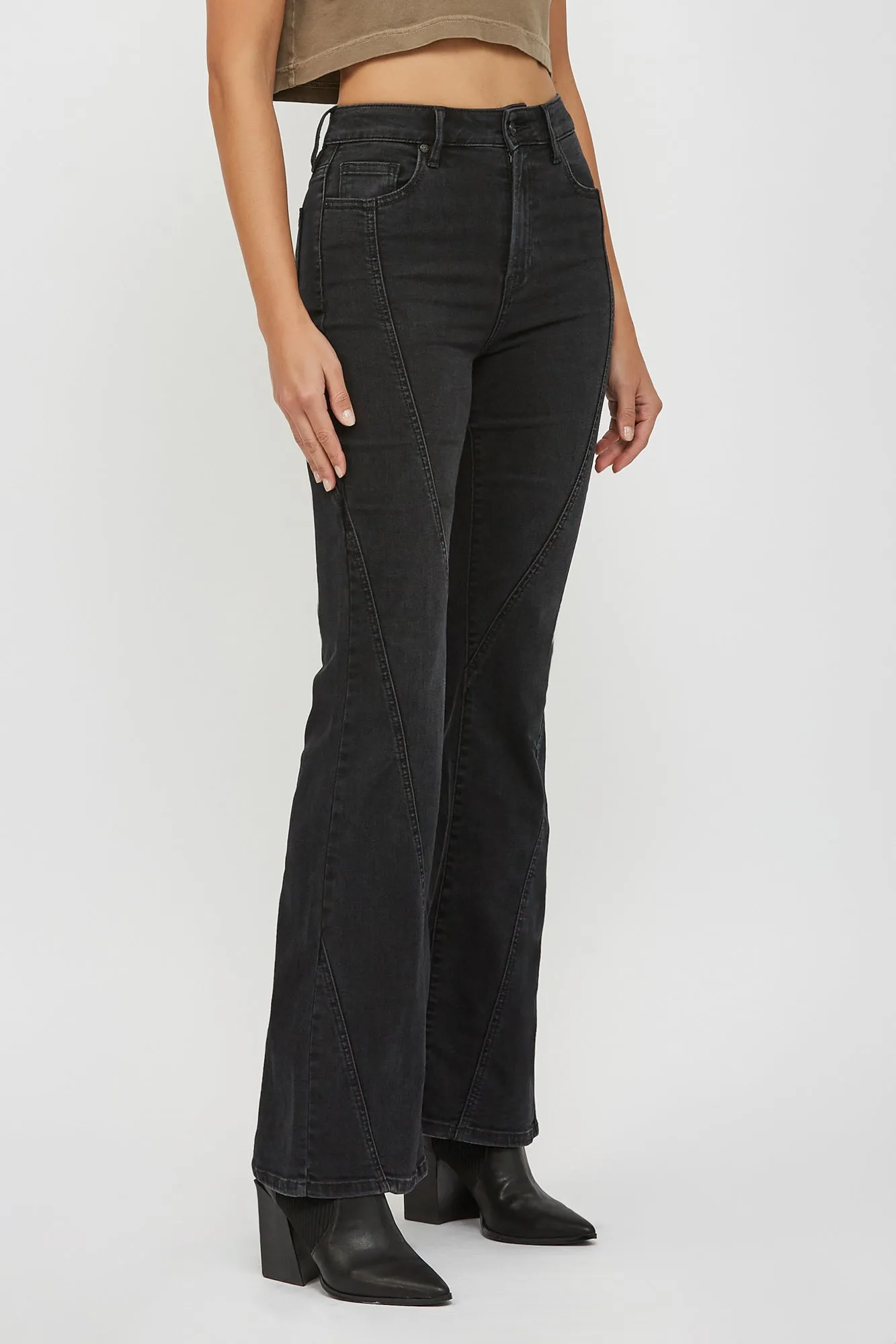 [HAPPI] Charcoal Wash Fashion Seam 33" Inseam Stretch Flare