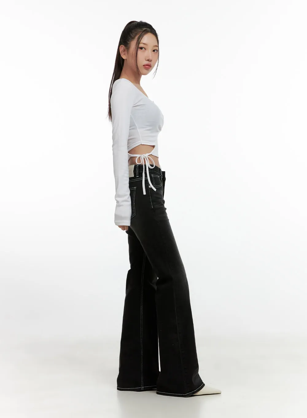 Hera Stitched Flare Jeans CN412