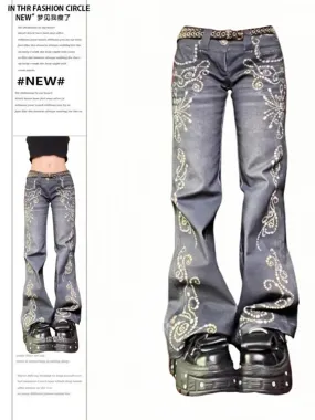 Japanese harajuku flare cyber jeans