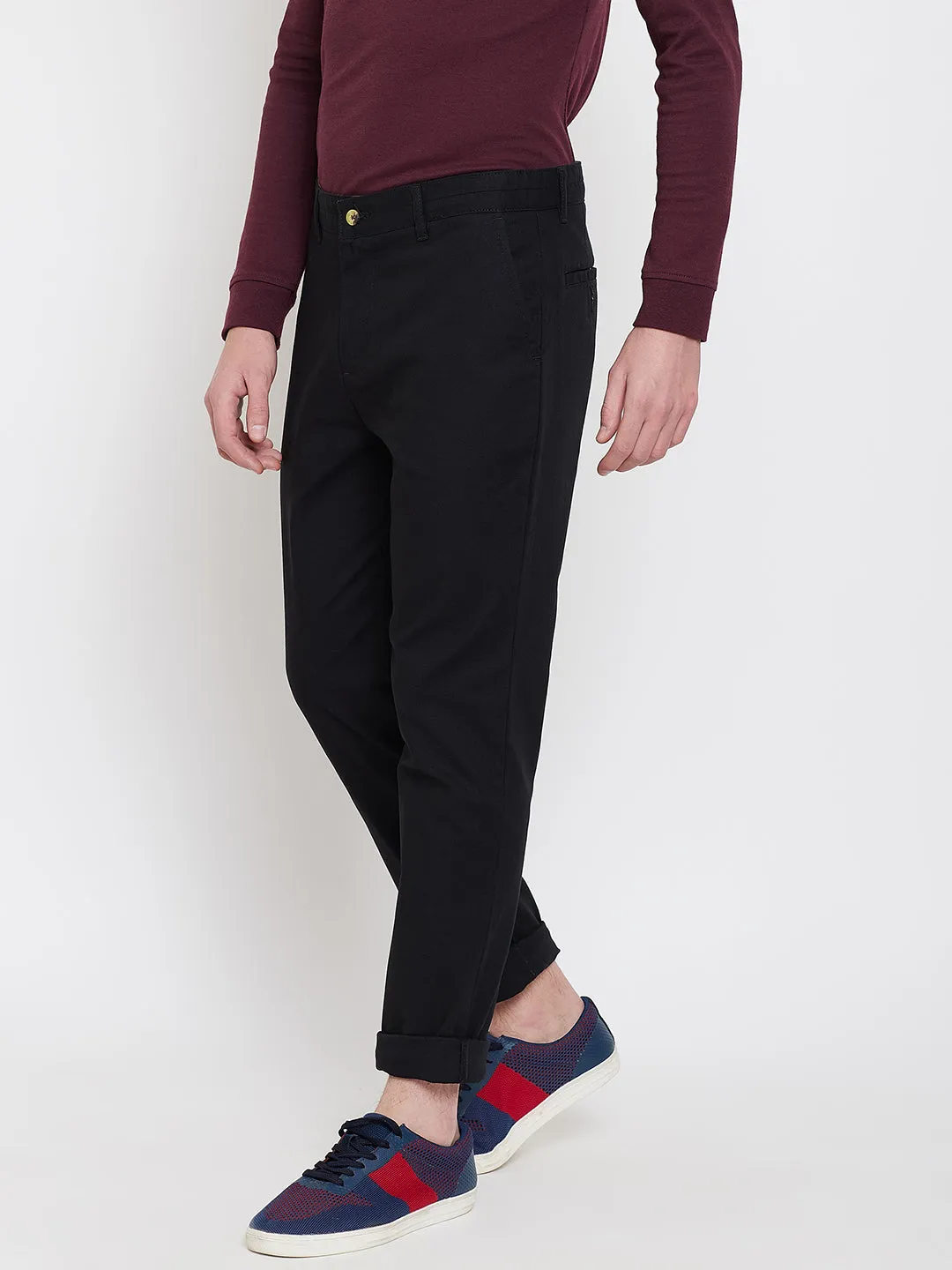 JUMP USA Men Black Casual Slim Fit Trousers