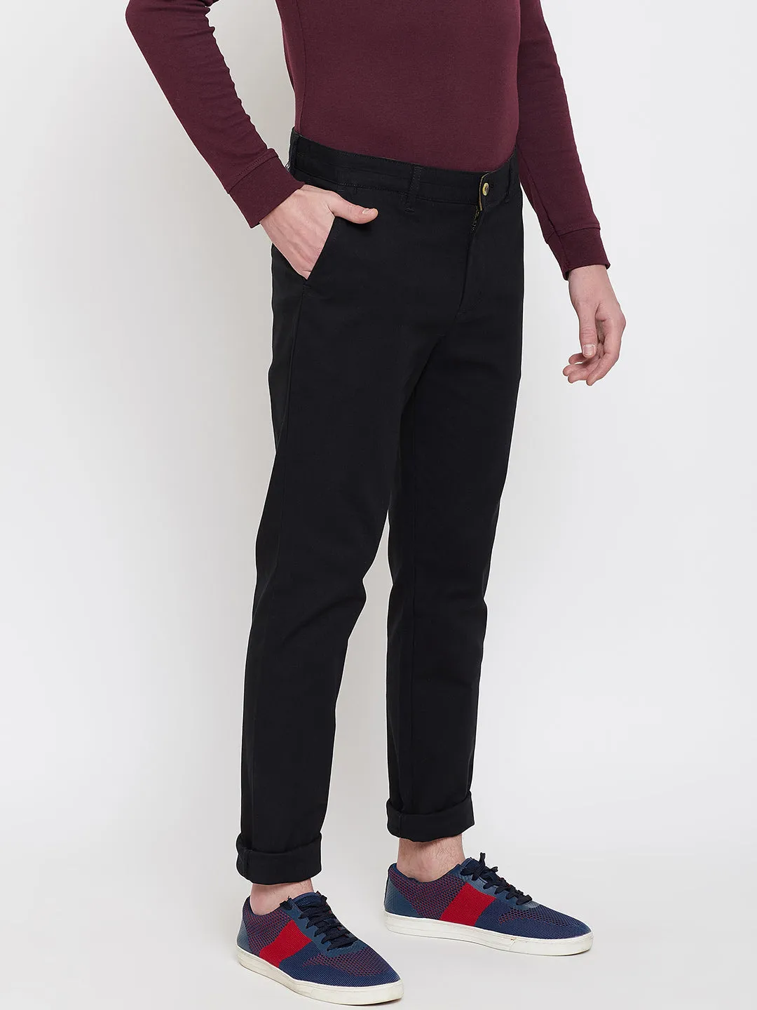 JUMP USA Men Black Casual Slim Fit Trousers