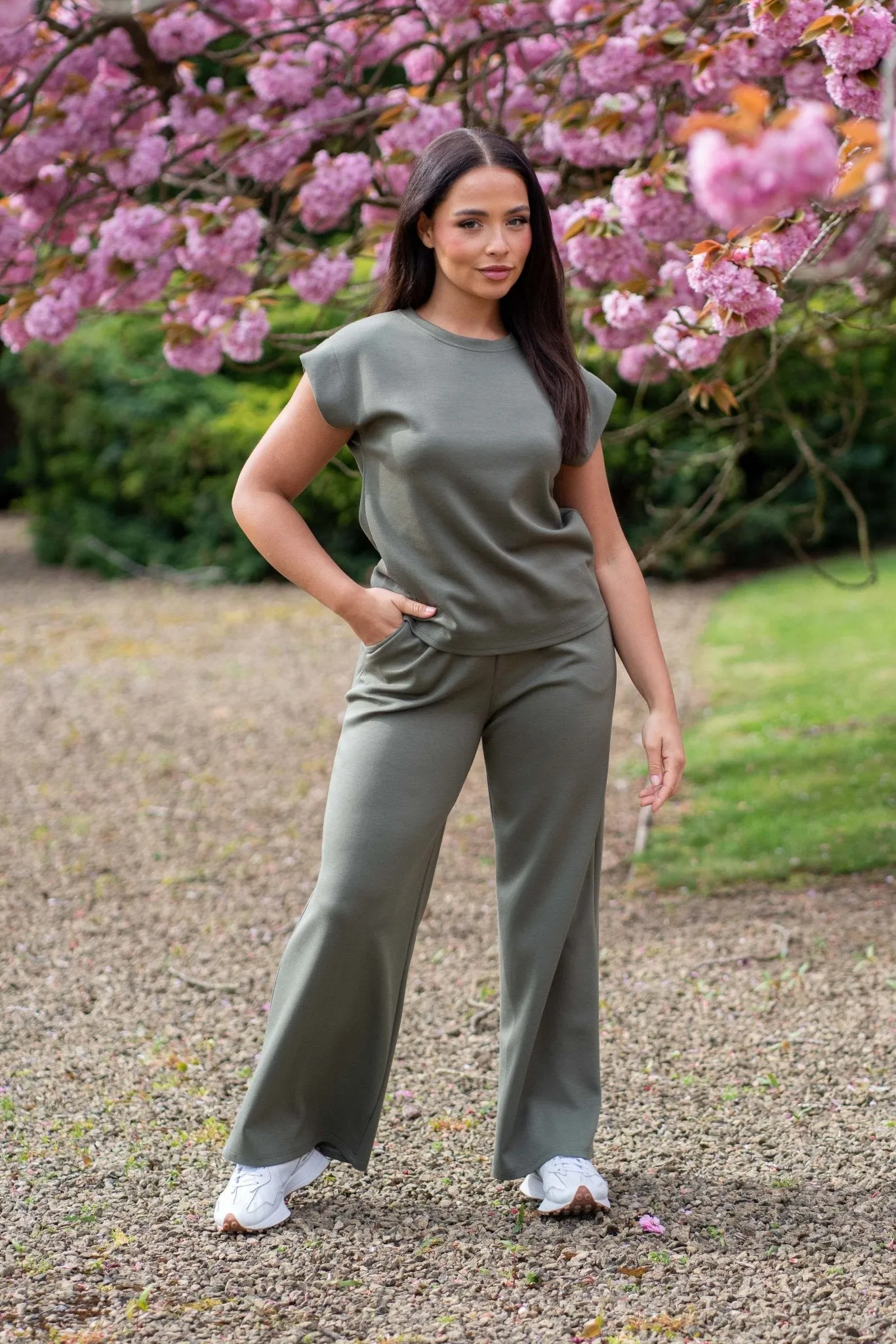 Khaki Wide Leg Trousers