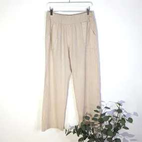 Linen cotton mix straight leg trousers with pockets (M-L)