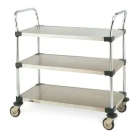 Metro MW204 Utility Cart with 3 Stainless Steel Solid Shelves, 18" x 30"