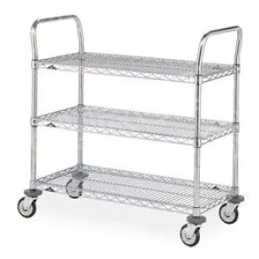 Metro MW707 Utility Cart with 3 Chrome Wire Shelves, 21" x 36"