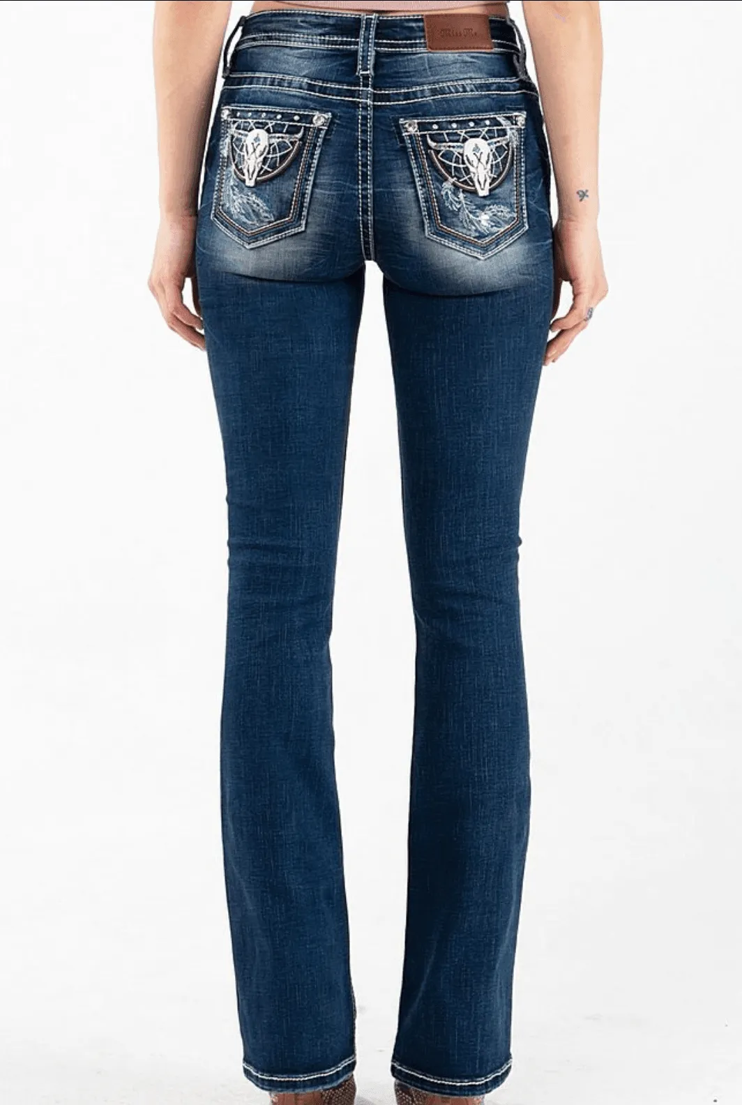 Miss Me Women's Mid-Rise Steerhead Boot Cut Jeans M3923B