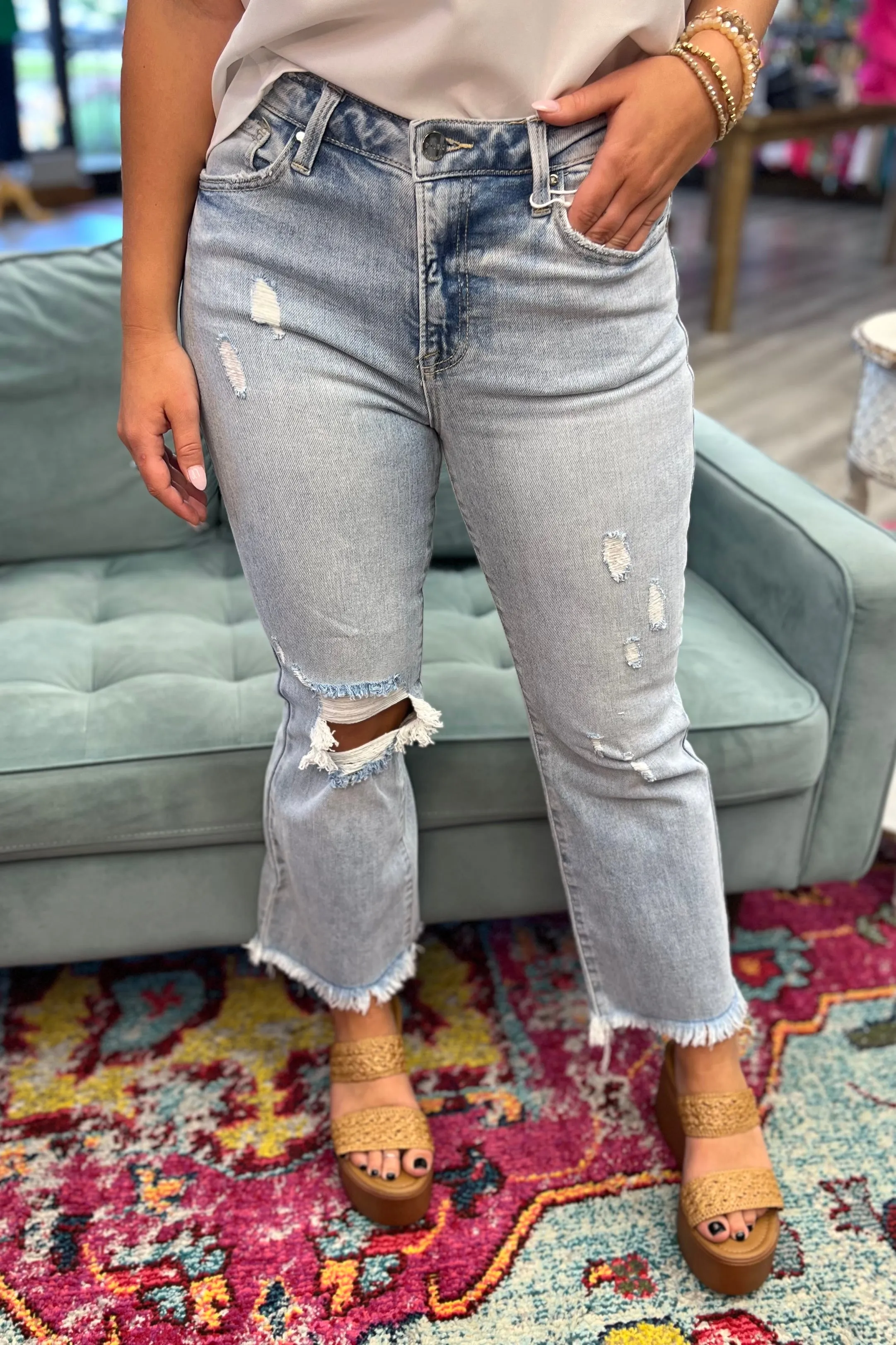 Risen High Rise Crop Flare Jeans