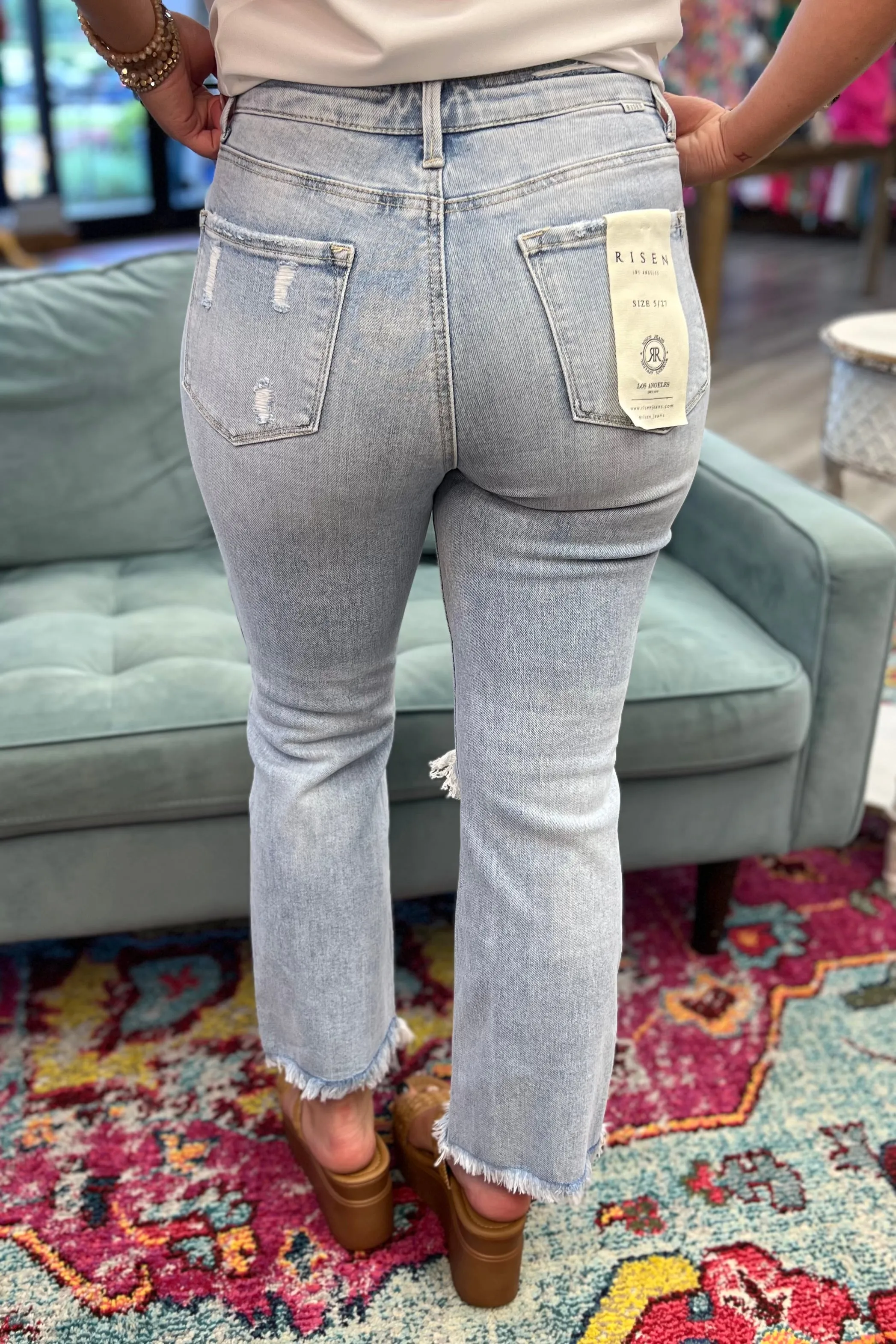 Risen High Rise Crop Flare Jeans