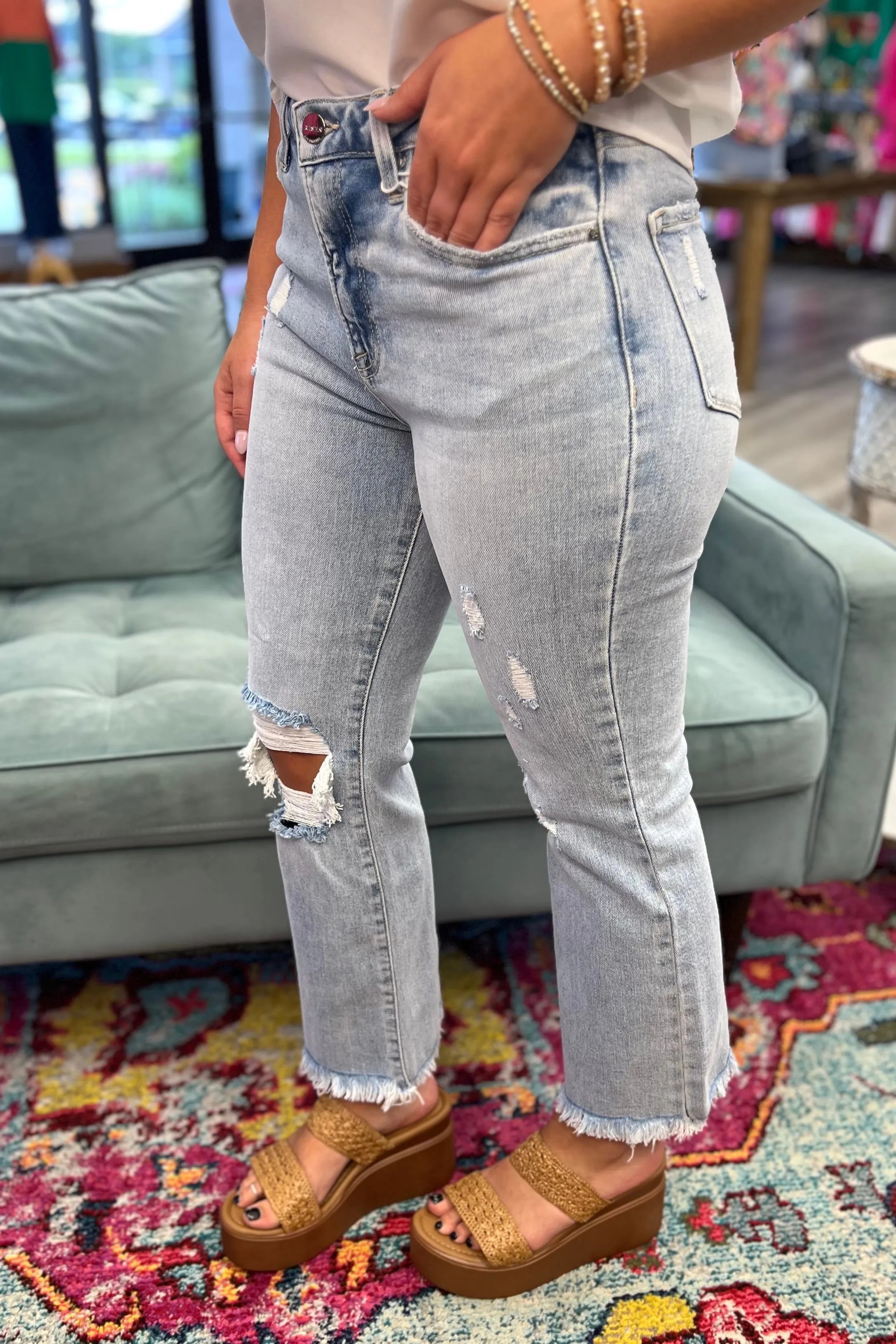 Risen High Rise Crop Flare Jeans