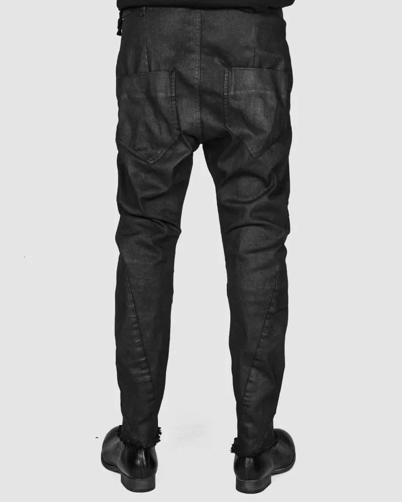 Slim fit cotton trousers black spray