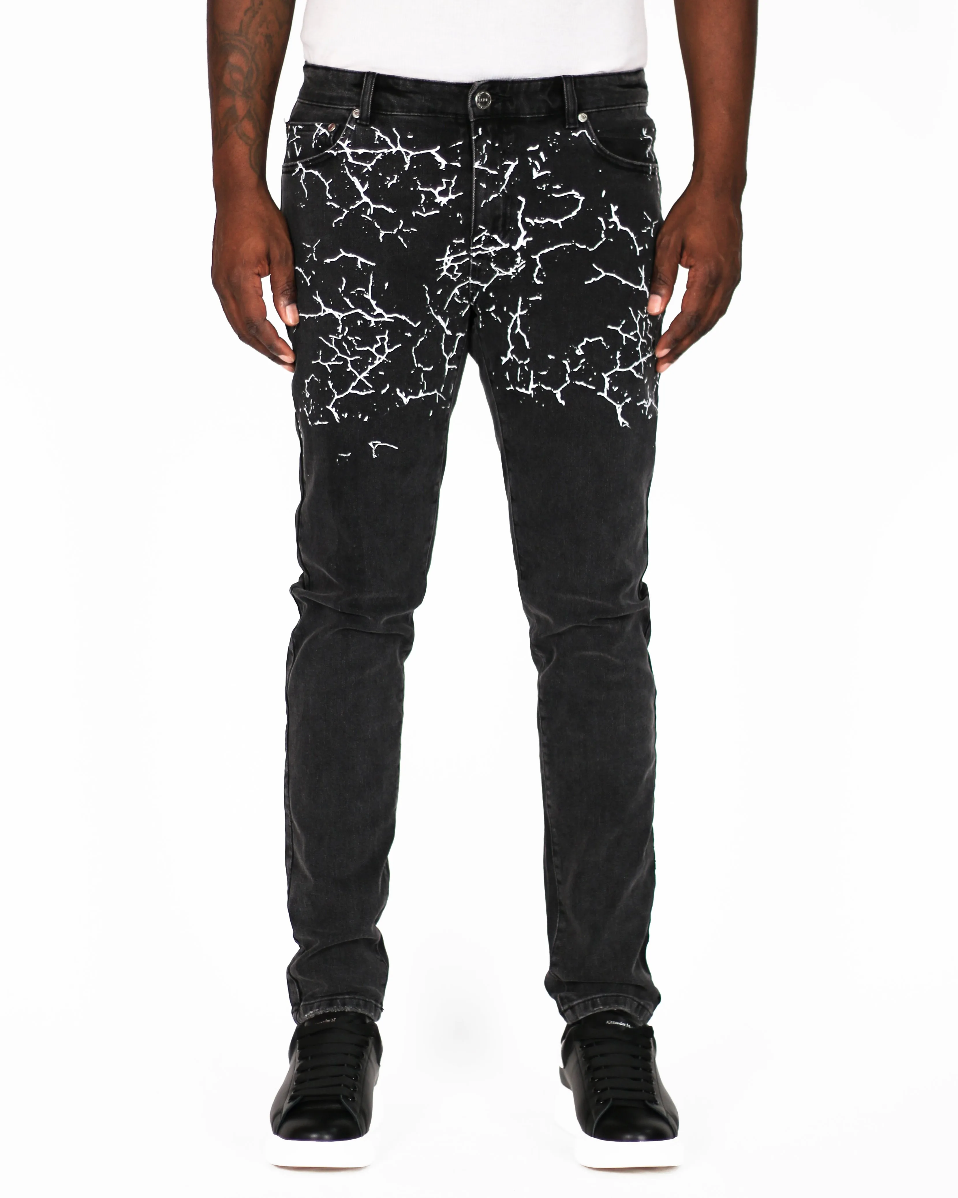 Trinity Kays Kulture Addis Men's Paint Cracks Skinny Jeans