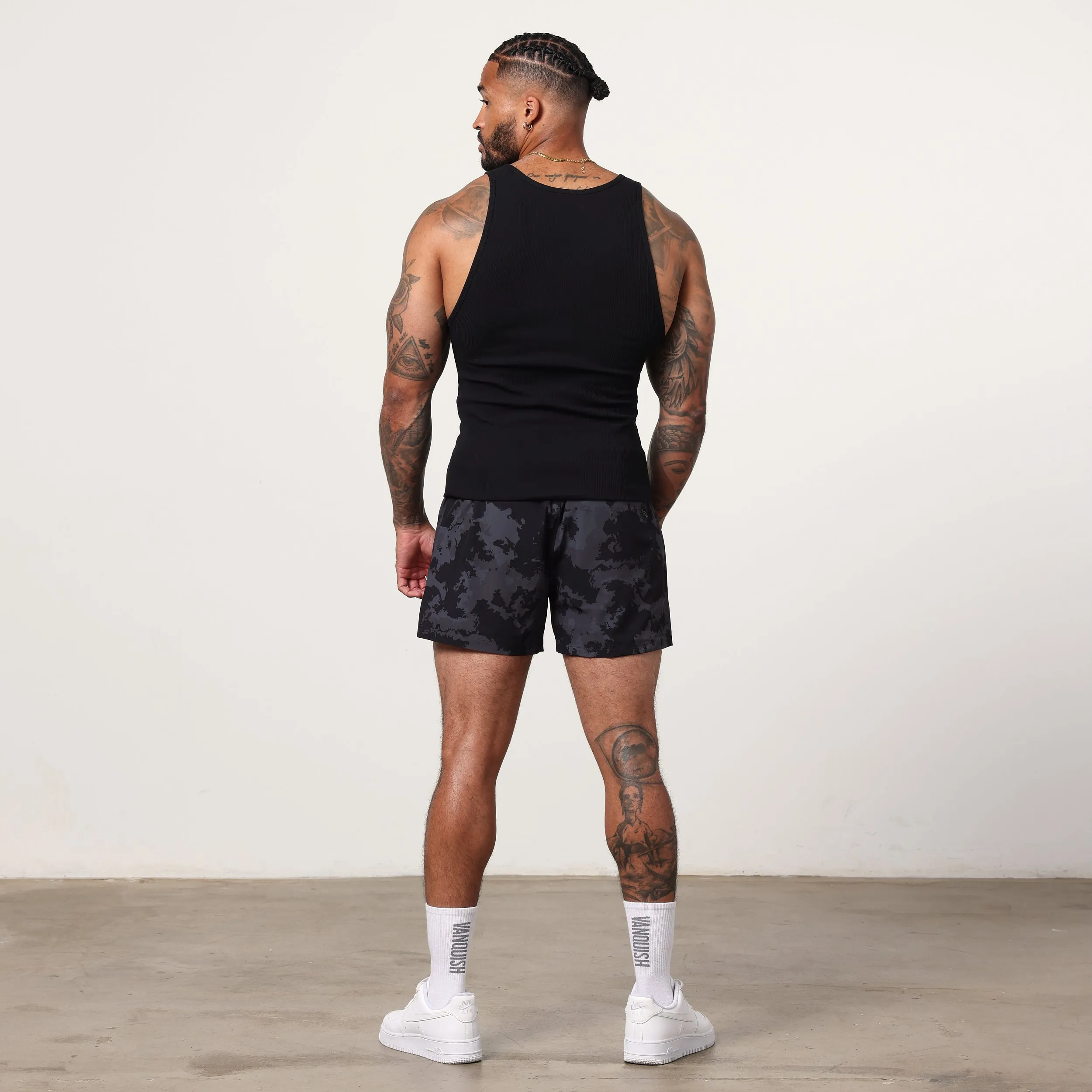 Vanquish Utility Black Camo 4" Shorts