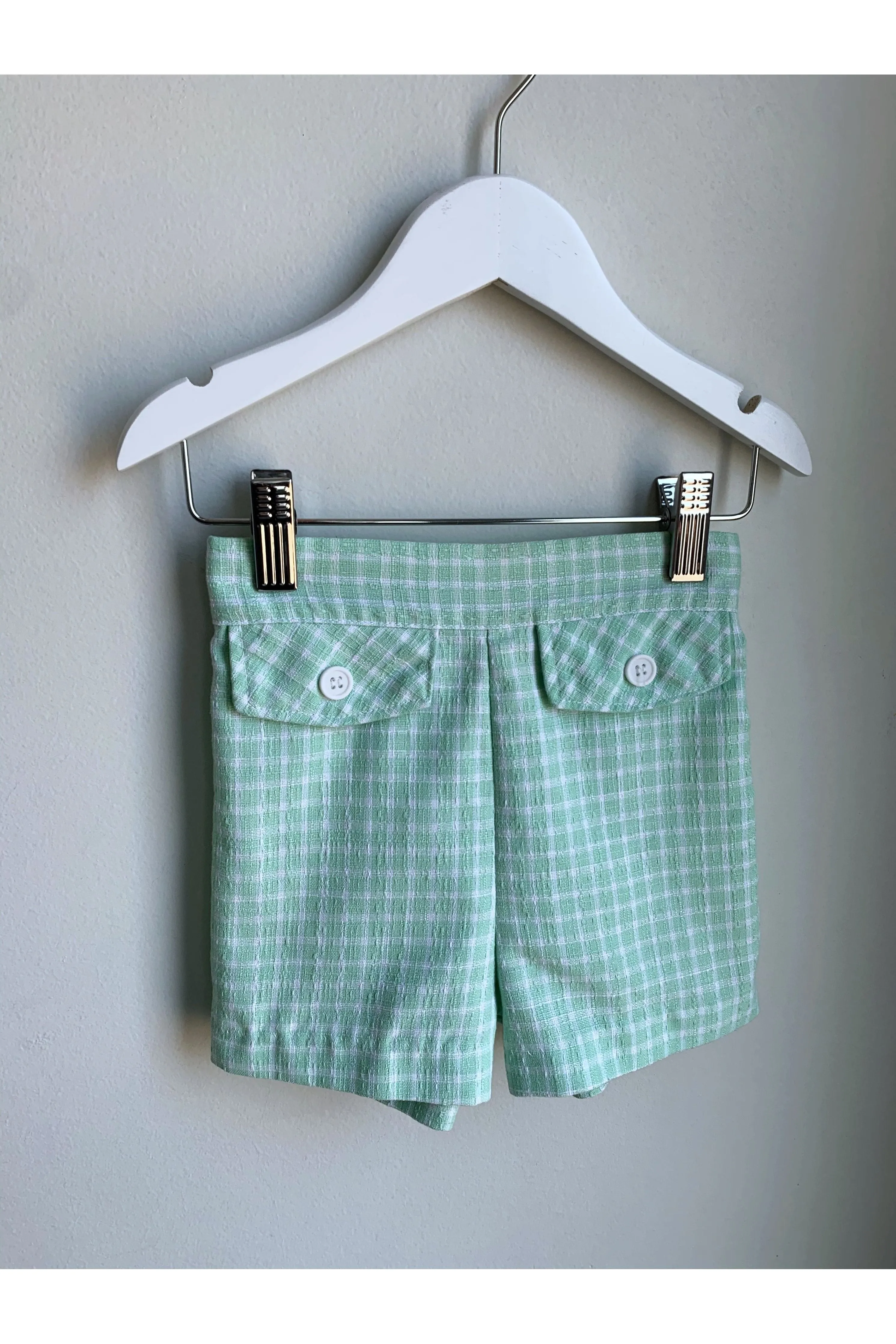 Vintage Pastel Lime Green Gingham Shorts - 5