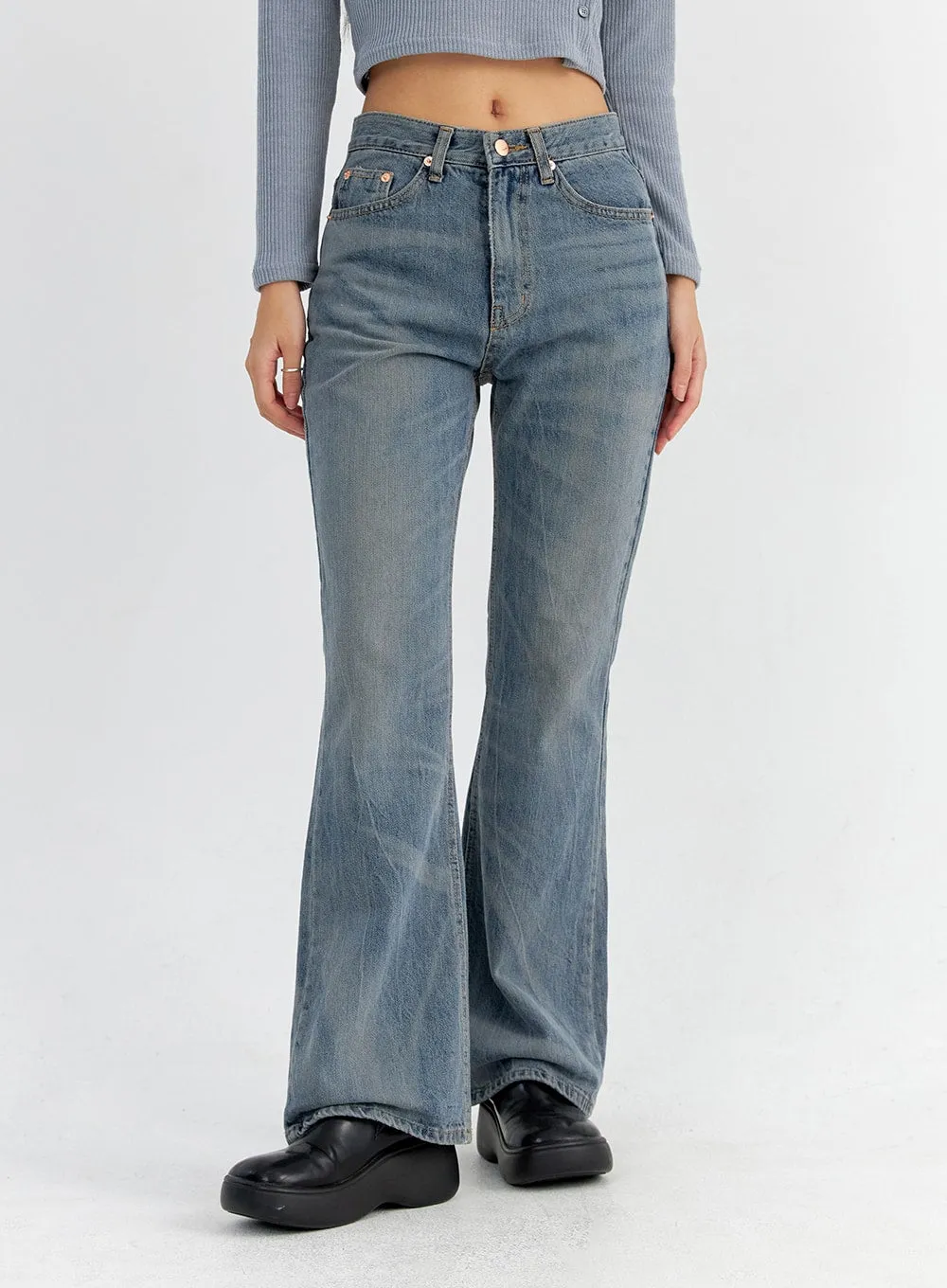 Vintage Washed Bootcut Jeans CO325