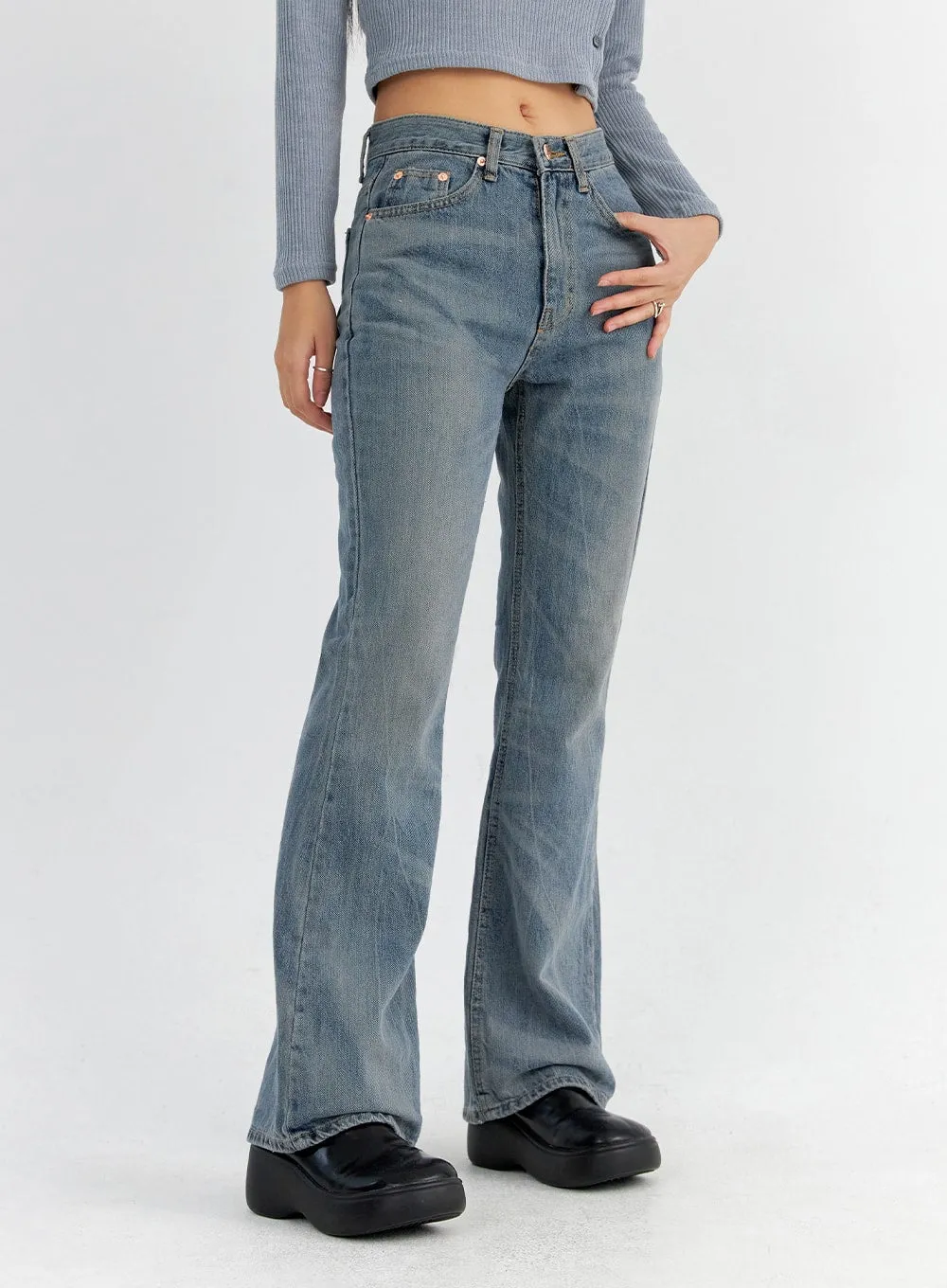 Vintage Washed Bootcut Jeans CO325