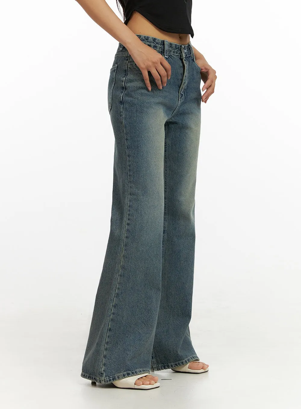 Vintage Washed Bootcut Jeans IU412