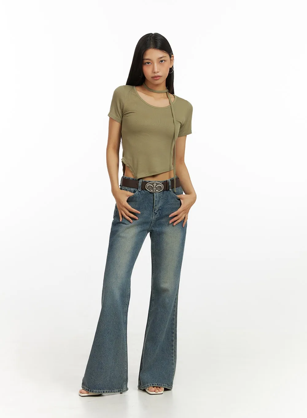 Vintage Washed Bootcut Jeans IU412