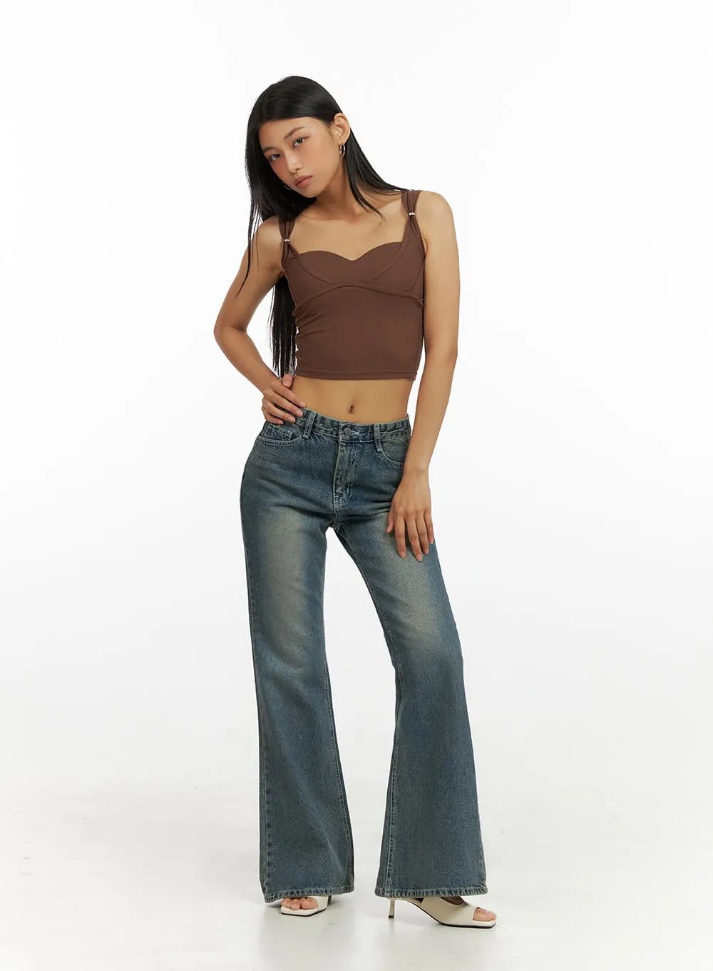 Vintage Washed Bootcut Jeans IU412