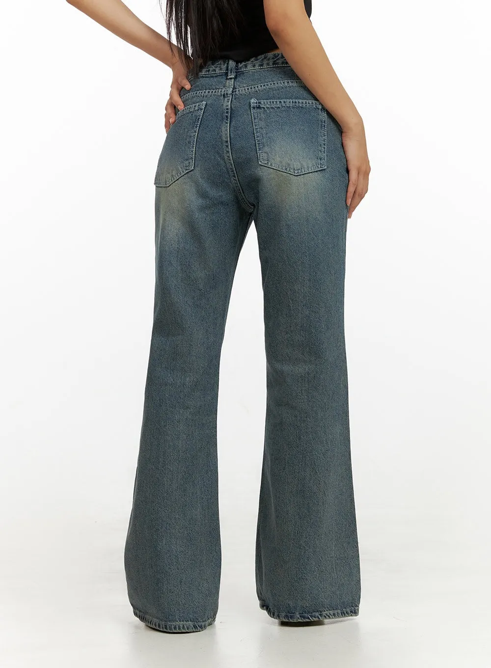 Vintage Washed Bootcut Jeans IU412
