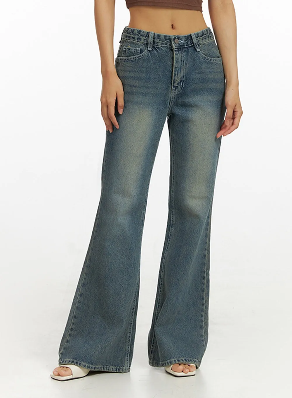 Vintage Washed Bootcut Jeans IU412