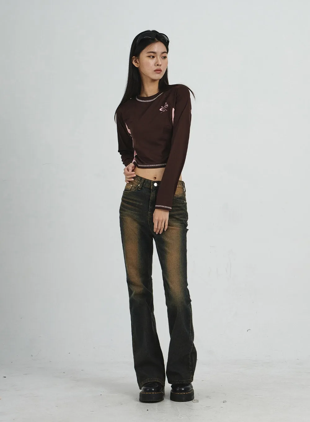 Vintage Washing Bootcut Jeans CD02