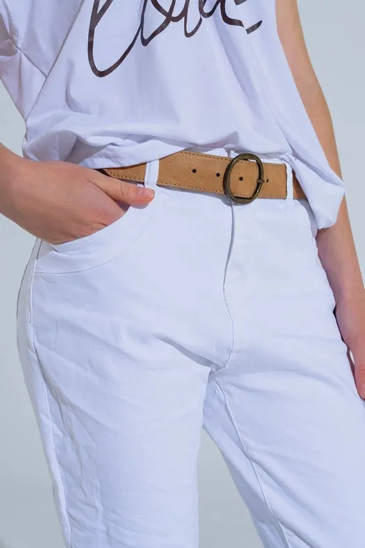 White Wrinkled Skinny Jeans