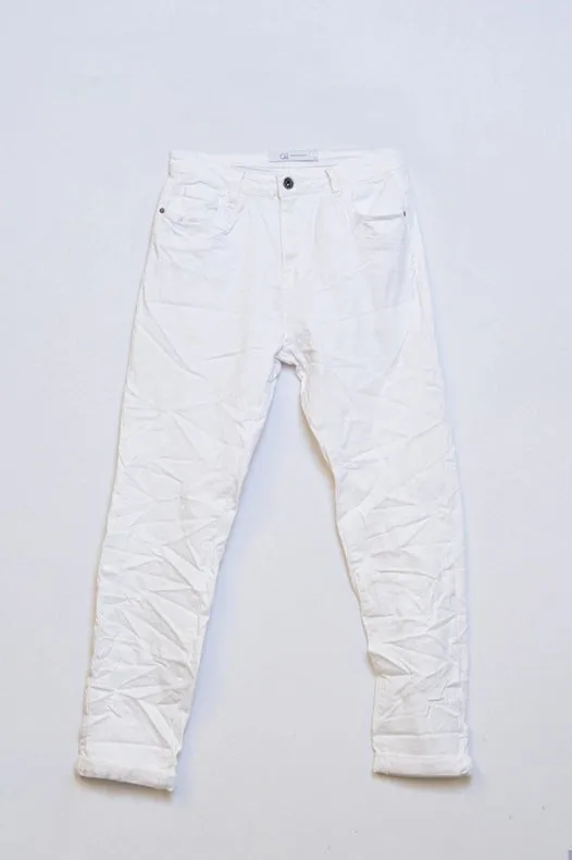 White Wrinkled Skinny Jeans